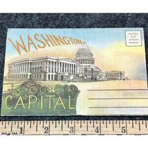 Vintage Washington DC Postcard Booklet Accordion Fold Iconic Landmarks Souvenir